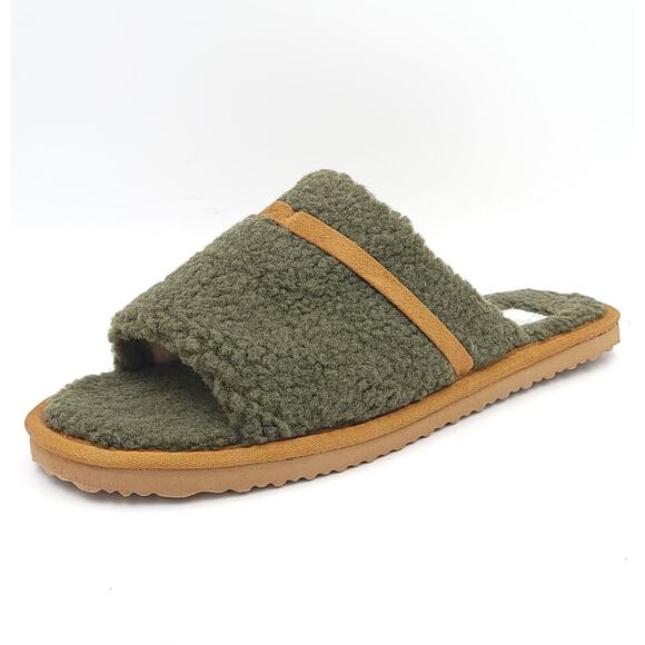 Journee Collection Women Caterina Faux Fur Slide Slipper US 11 Forest Green - Picture 1 of 5